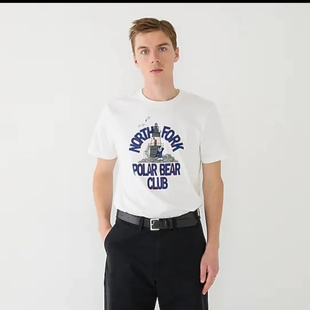 J.Crew North Fork Polar Bear Club graphic T-shirt White/Navy LG BNWT RETIRED $70